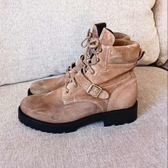 Allsaints Paulina suede leather combat boots - Picture 1 of 12
